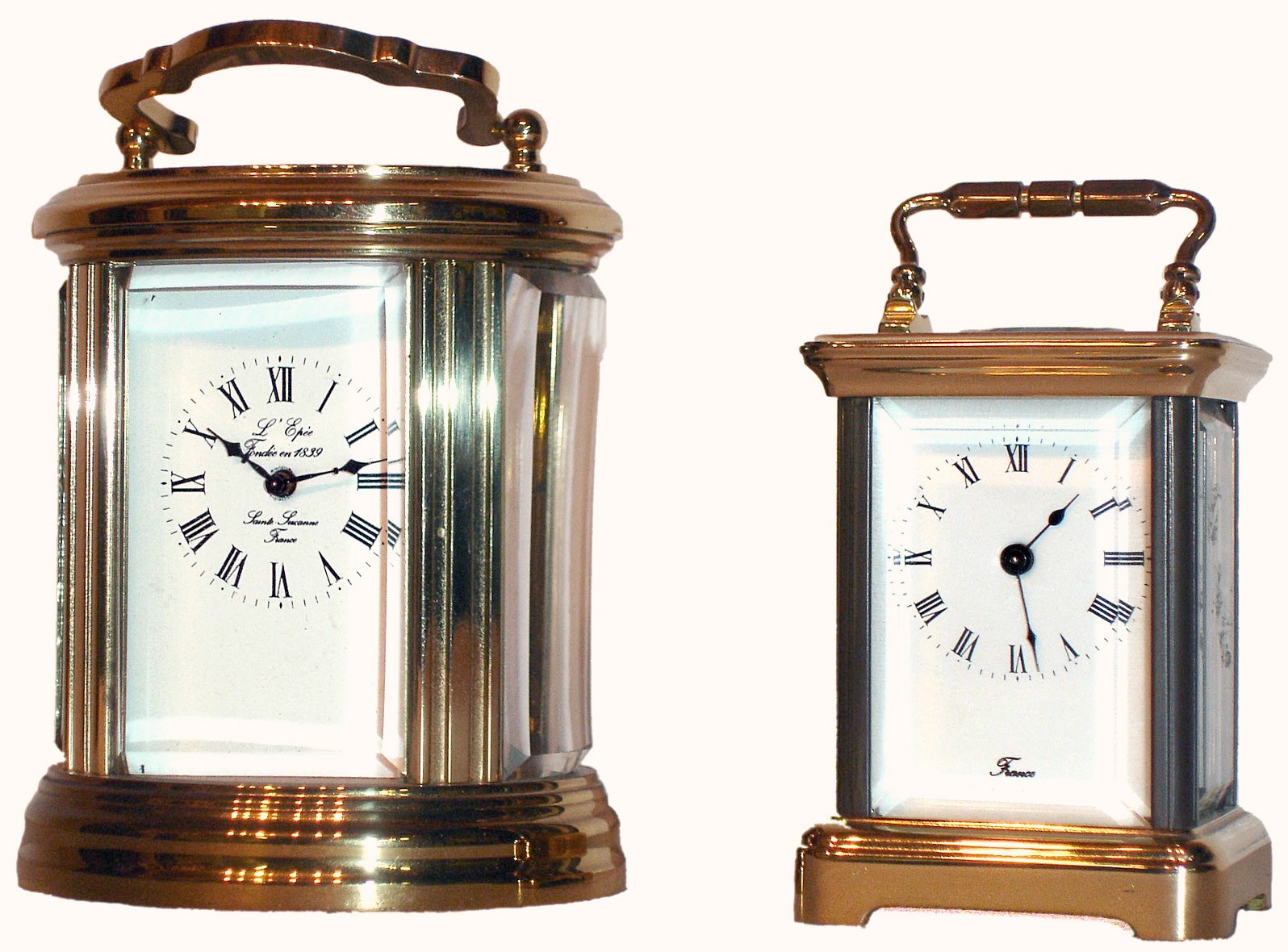 Two French L'Epee modern miniature 8-day carriage clocks, c1990 — Antique Clocks Price Guide