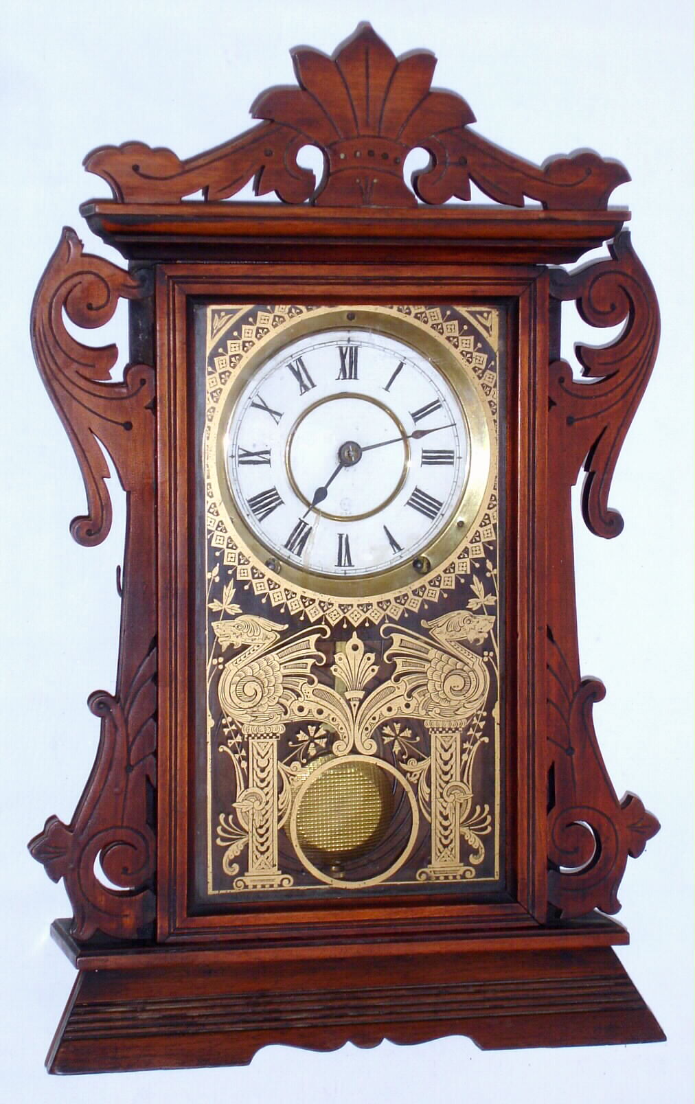 Seth Thomas Clock Co., Thomaston, Conn., "Newark" from the city series, walnut 8 day time and strike spring driven shelf clock, c1894 — Antique Clocks Price Guide