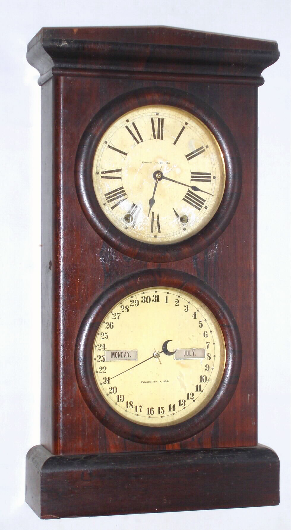 Seth Thomas Clock Co., Thomaston, Conn., "No. 3 8 Day Parlor Calendar" time and strike spring driven mahogany shelf clock, dated 1887 — Antique Clocks Price Guide