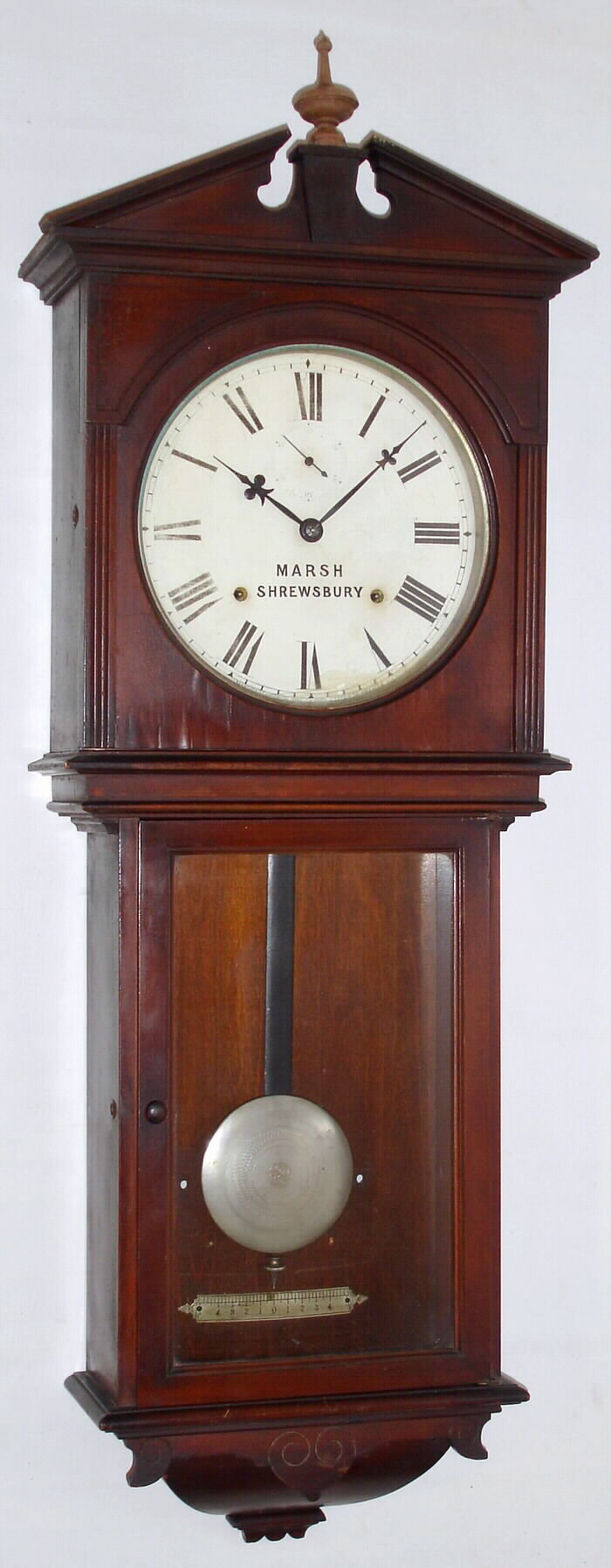 Seth Thomas Clock Co., Thomaston, Conn., "Umbria" mahogany 8 day time and strike spring driven wall clock, c1894 — Antique Clocks Price Guide