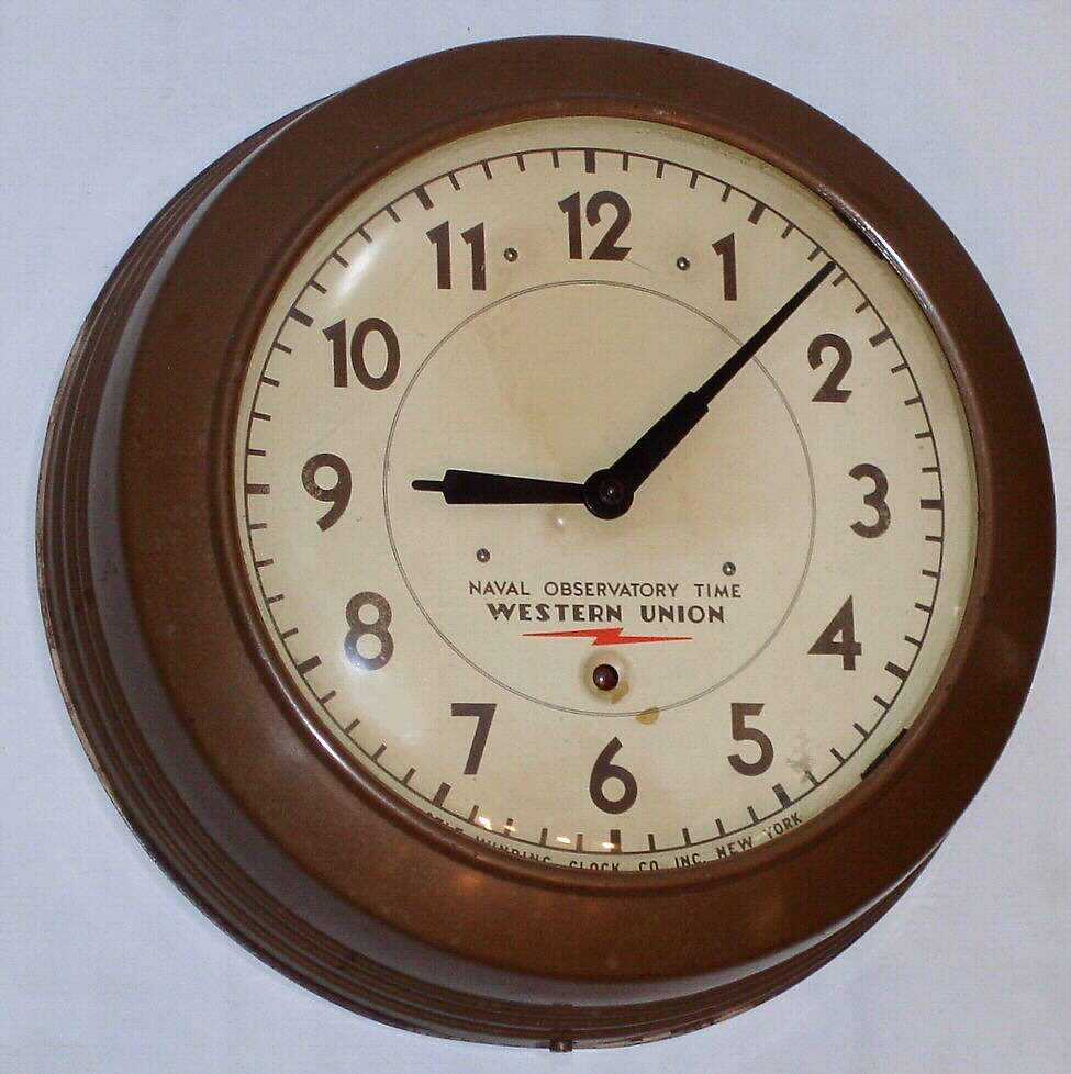 Self Winding Clock Co., New York, Western Union Naval Observatory Time wall clock, c1930. — Antique Clocks Price Guide