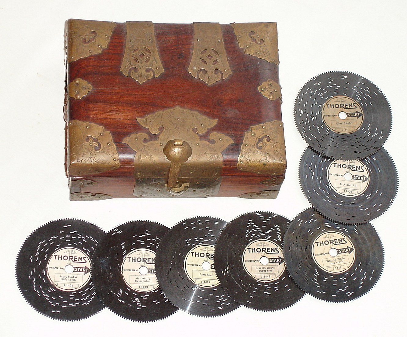 Swiss, Thorens music box with seven 4.5" discs, circa mid 20th century — Antique Clocks Price Guide