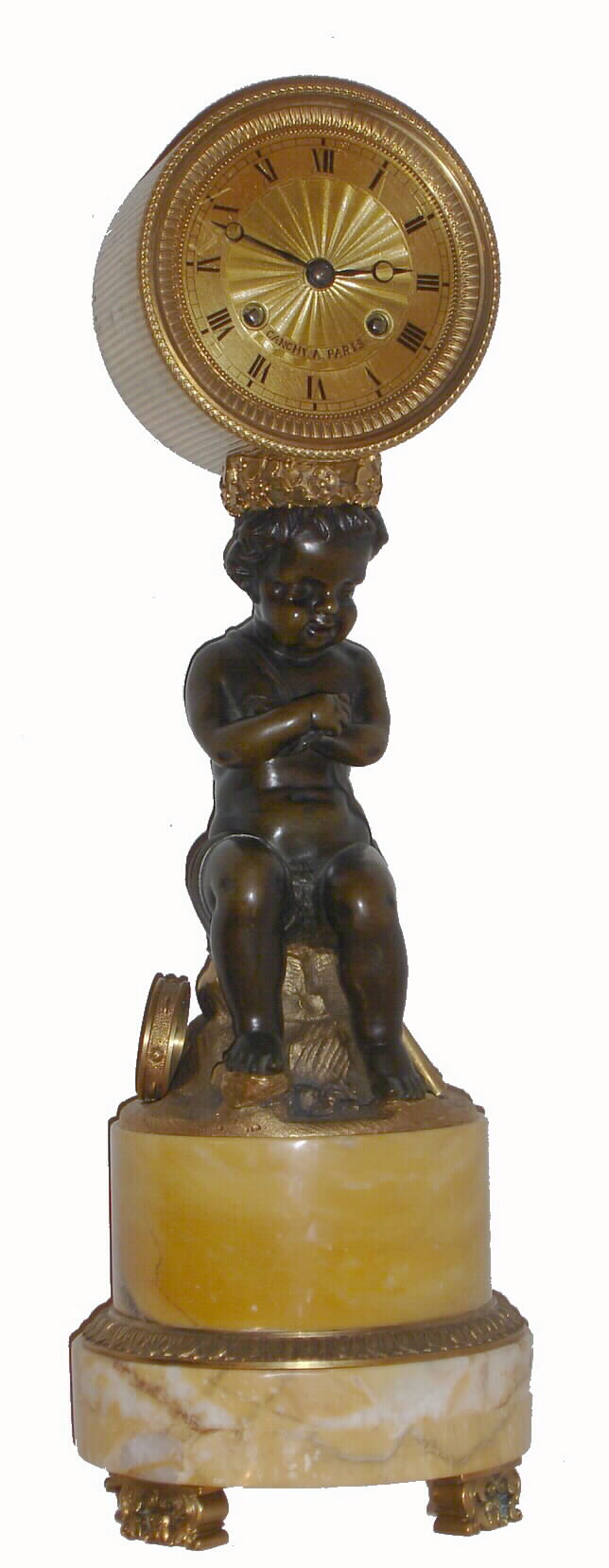 French Empire 8 day time and strike ebonized wood portico style clock, c1880 — Antique Clocks Price Guide