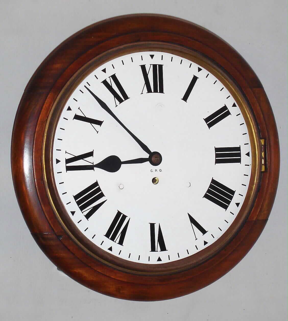 English dial wall clock 8 day time only spring driven movement with fusee in walnut case, c1900 — Antique Clocks Price Guide