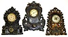 Three large Connecticut 8-day iron fronts Highly detailed and decorative.