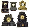 Five Connecticut iron fronts. Detailed figurals castings, MOP inlay, largest with bold eagle is 18" tall.