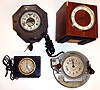 Four specialty plug in electric clocks. "Tammeter" Television Audience Measurement Ltd. (used for TV ratings). D-J Time Switch. and a Telechron appliance time switch. Also includes a Calculagraph, designed by the late William Moodie whose collection was sold at our last auction; this instrument was used to record the time of long distance phone calls.
