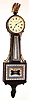 Waltham Watch Co., Waltham, Mass., miniature presentation banjo clock 15J 8 day time only spring driven movement in mahogany case with painted metal dial, c1930