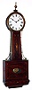 Banjo clock 8 day time only weight driven, a c1850 Hatch style movement, pendulum rod and bob in a mahogany case with Edwardian style inlay, c1900
