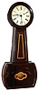 Davis, Polsey and Co., Boston, MA, "No. 4 Banjo" wall clock 8 day time only weight driven movement stamped "D P and CO" in cherry case with rosewood graining and painted metal dial, c1858