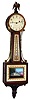 E. Howard and Co., Boston, Mass., "No. 95 Banjo" wall clock 8 day time only weight driven movement in an unusual mahogany cross banded case with private label enamel metal dial marked "BIGELOW KENNARD and CO. INC." and "E. HOWARD and CO. BOSTON", c1927