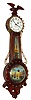 Foster Campos, Pembroke, Mass., "Mahogany Girandole" wall clock 8 day time only weight driven movement in mahogany non-gilded case with rope front throat, Moberg signed tablets and pierced hands, c1999