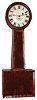 J. Tolford, Portland, Maine banjo wall clock 8 day time only weight driven movement in mahogany veneer case with reverse grain painted throat and lower tablets and painted metal dial, c1850