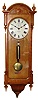 Seth Thomas Clock Co., Thomaston, Conn. "Regulator No. 6" wall clock 8 day time only weight driven movement in oak case with painted metal dial, c1889.