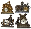 Four large electric cast metal figural clocks. 2 cowboys, Windsor windmill and United FDR and Uncle Sam, tallest is 14" high.