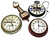 Four electric wall clocks. Includes Howard round slave clock (converted to quartz) and Seth Thomas banjo 24" tall.
