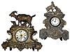 Two Connecticut 8 day cast-metal figural goat mantel clocks. Perfect for the goat enthusiast, detailed heavy castings. Tallest is 17" high.