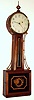 Cheney and Brinsmaid, Windsor, Vermont banjo wall clock 8 day time only weight driven movement in mahogany case with painted metal dial, c1825