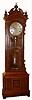 Seth Thomas Clock Co., Thomaston, Conn., "Regulator No. 15" tall case clock 8 day time only weight driven movement in walnut case with burled walnut accents, silvered metal dial and mercury thumbprint jar pendulum, c1886