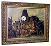 Picture Clock, Continental with spring driven time only movement, c1880
