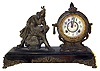 New Haven "Ivanhoe" 8 day figural cast metal mantel clock, c1900.