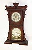 Waterbury "Calendar No. 44" walnut 8 day time/strike/alarm shelf clock, c1891.