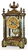 French, LeRoy, Paris, 8 day time/strike green Onyx and enameled brass crystal regulator, brilliant surround on both bezel and pendulum, (note portrain pendulum) c1890