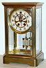 William L. Gilbert Clock Co., "Vista", 8 day time/strike brass and glass crystal regulator, c1913