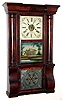Forestville Mfg. Co., J. C. Brown shelf clock 8 day time and strike weight driven movement in column and cornice mahogany veneer case, c1850