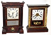 Two small column and cornice time and strike Connecticut shelf clocks, c1880.
