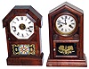 Two 30 hour time and strike rosewood Connecticut mid-19th century mantel clocks, 15" high.