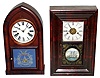 Two mahogany 30 hour time and strike Connecticut shelf clocks, late 19th century.