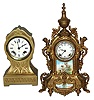 Two metal case 8 day time and strike Connecticut mantel clocks, c.1900.