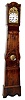 Rey Fils, Chatillon Morbier tall case clock with 8 day time and strike weight driven movement with crown wheel escapement in soft wood case with white enamel dial and pressed brass dial surround, c1800