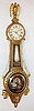 Waltham Clock Co., Waltham, Mass., "Curtis Girandole" wall clock 8 day time only weight driven movement in gold leafed mahogany case with Taylor thermometer, reverse painted convex throat and lower tablets and painted iron dial, c1925
