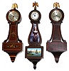 Three Seth Thomas mahogany 8 day time only mini banjo clocks, early 20th century.