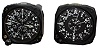 Two 3" black phenolic airplane clocks, Hamilton and Waltham.