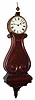 New England "Lyre" wall clock 8 day time only weight driven movement in solid mahogany case with painted metal dial, c1835