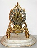 English, Skeleton Clock, by John Smith and Sons, Clerkenwell, bearing the signed silvered plaque of the retailer, "Hardy - St. Ives", less dome, with original marble base, scroll frame design on 4 turned feet, c1865