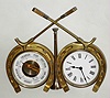 French, Novelty desk set with Polo motif, see sticks and trumpet. 8 day cylinder escapement, c1900