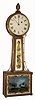 American, Boston area banjo timepiece, in a gilt rope front case, and with naval battle tablet set, weight driven, 8 day, C.1840