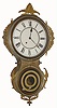 Ansonia Clock Co., "Brooklyn" model wall clock, time only, spring, 8-day in a metal case of cast and sheet brass with wooden back board, c1880.