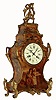 French, Vincenti and Cie, for Tiffany and Co., New York, a medium size shelf or bracket clock in the style of Vernis Martin, time and gong strike, 8 day. The lacquered case shows a maid and her suitor below the dial, and the sides decorated with flowers, vines and birds. C.1895