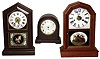 Three Connecticut mantel time and strike mahogany mantel clocks, late 1800's, early 1900's.