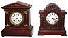 Two Seth Thomas 8 day time and strike mahogany mantel clocks with columns, c1905.
