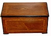 Swiss, Cylinder Music box, 6-Bells in sight, playing 12 tunes, with tune sheet, a large box with 13" cylinder, in a veneer over pine box with inlay, C.1870