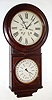 Welch, Spring and Co., "No. 4 Round Head Regulator", 8 day time/strike double dial calendar wall clock, spring movement c.1878.