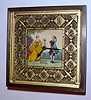 Waltham Watch and Clock Co., 8-day Art Deco desk timepiece with a painted panel in center of dial, c1930
