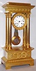 French, Gillet Ain A Clermont, Paris, four column Empire mantel clock in bright ormolu case with well made spring driven pinwheel movement and count wheel strike, c1860