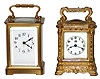 Two brass carriage clocks, French and Jennings Bros., c1910.